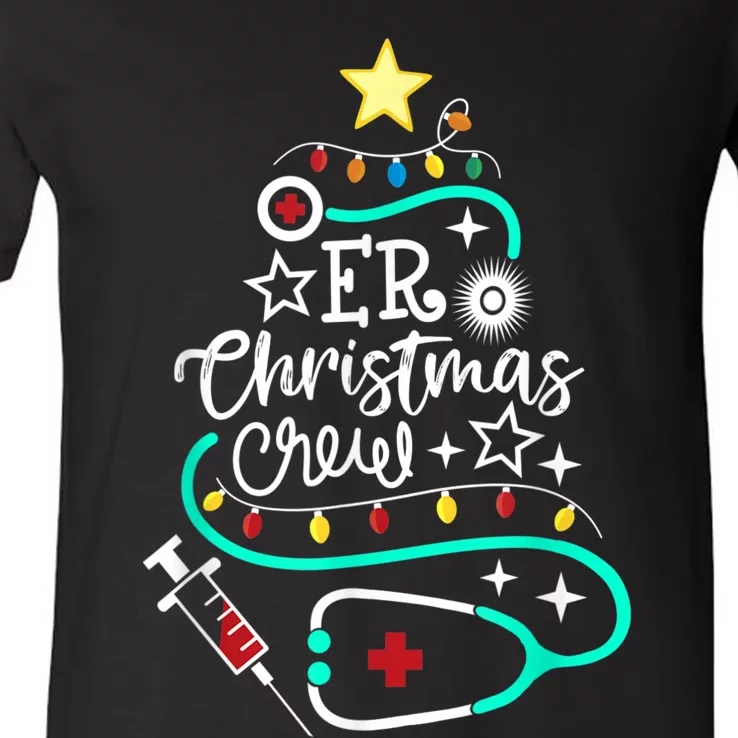 ER Christmas Crew Emergency Room Nurse ER Techs Secretary V-Neck T-Shirt