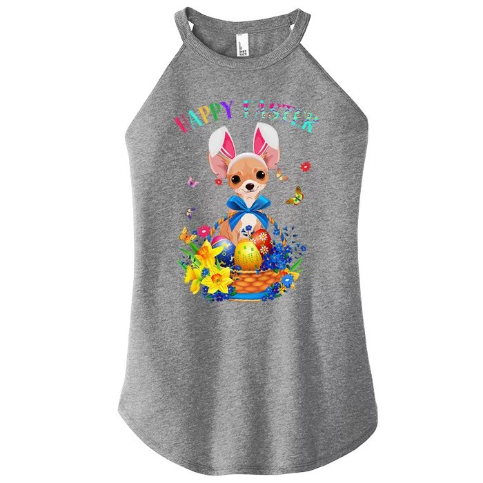 Easter Cute Chihuahua Dog Lover Gifts Bunny Eggs Easter Women’s Perfect Tri Rocker Tank