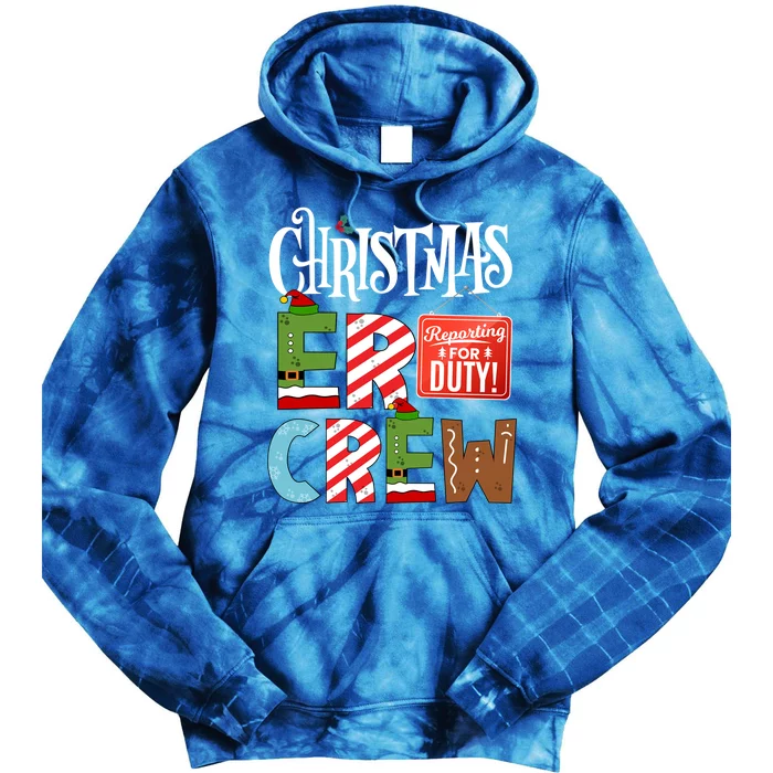 Er Christmas Crew Emergency Room Nurse Er Tech And Secretary Gift Tie Dye Hoodie