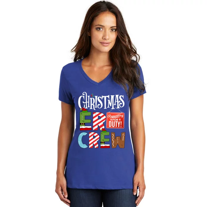 Er Christmas Crew Emergency Room Nurse Er Tech And Secretary Gift Women's V-Neck T-Shirt