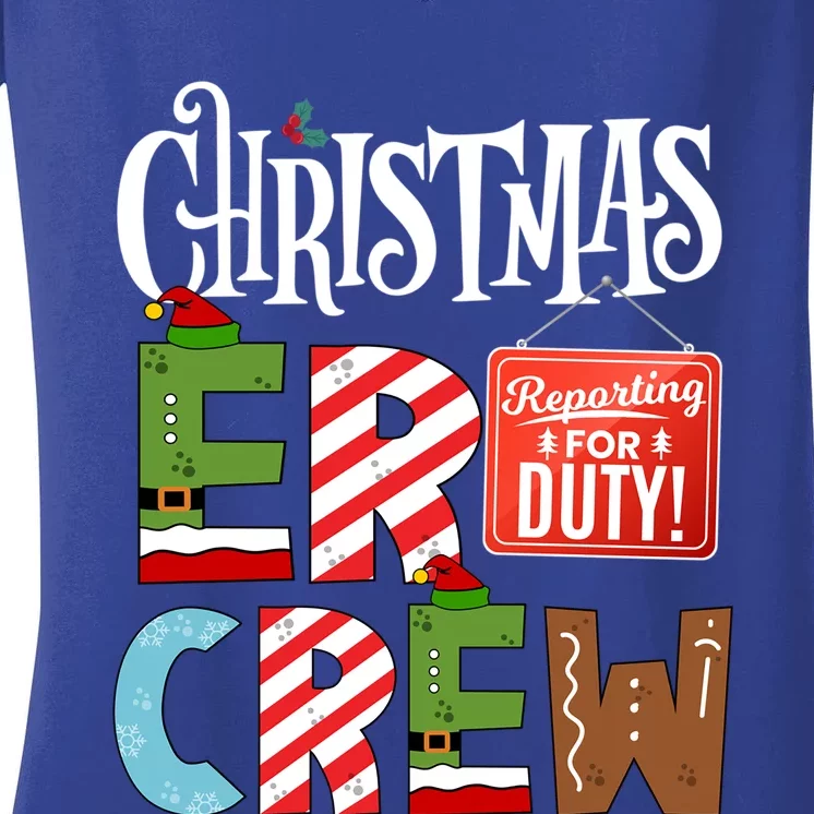 Er Christmas Crew Emergency Room Nurse Er Tech And Secretary Gift Women's V-Neck T-Shirt