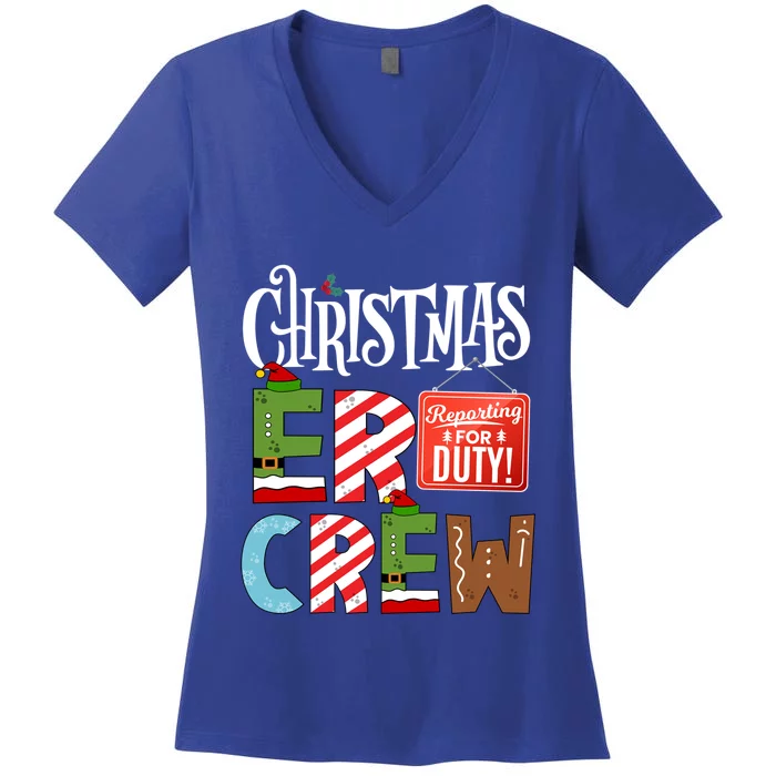 Er Christmas Crew Emergency Room Nurse Er Tech And Secretary Gift Women's V-Neck T-Shirt