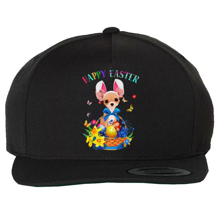 Easter Cute Chihuahua Dog Lover Gifts Bunny Eggs Easter Wool Snapback Cap