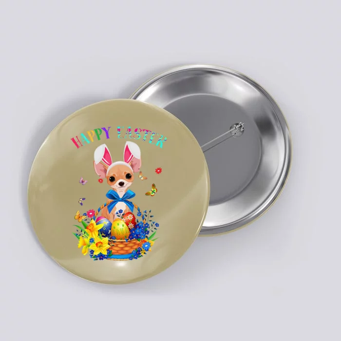 Easter Cute Chihuahua Dog Lover Gifts Bunny Eggs Easter Button