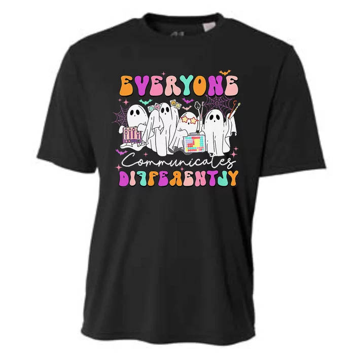 Everyone Communicates Differently Speech Therapy Halloween Cooling Performance Crew T-Shirt