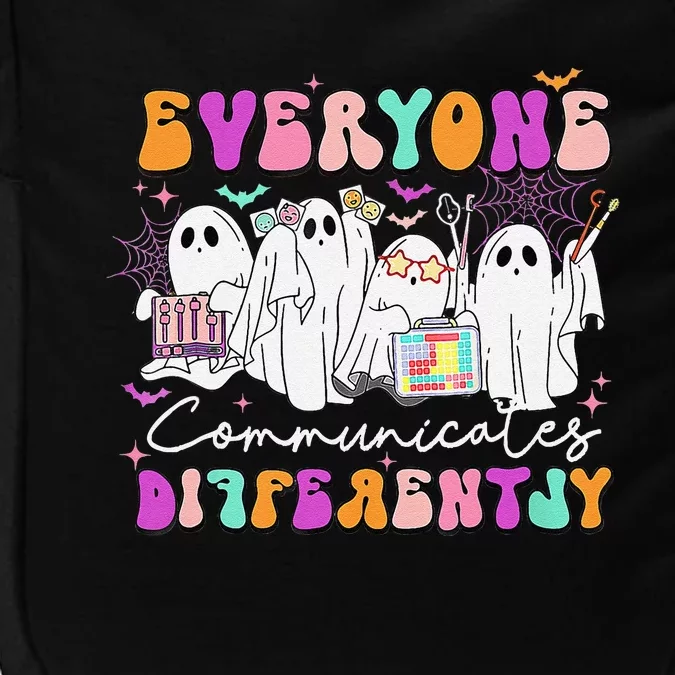 Everyone Communicates Differently Speech Therapy Halloween Impact Tech Backpack