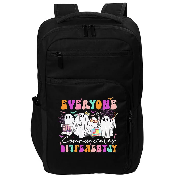 Everyone Communicates Differently Speech Therapy Halloween Impact Tech Backpack