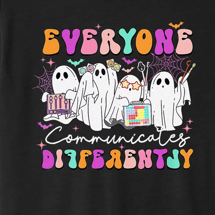 Everyone Communicates Differently Speech Therapy Halloween ChromaSoft Performance T-Shirt