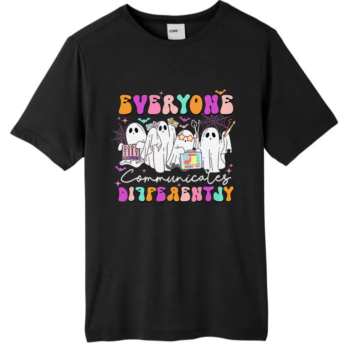 Everyone Communicates Differently Speech Therapy Halloween ChromaSoft Performance T-Shirt