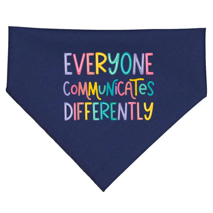 Everyone Communicates Differently Cute Autism Month USA-Made Doggie Bandana