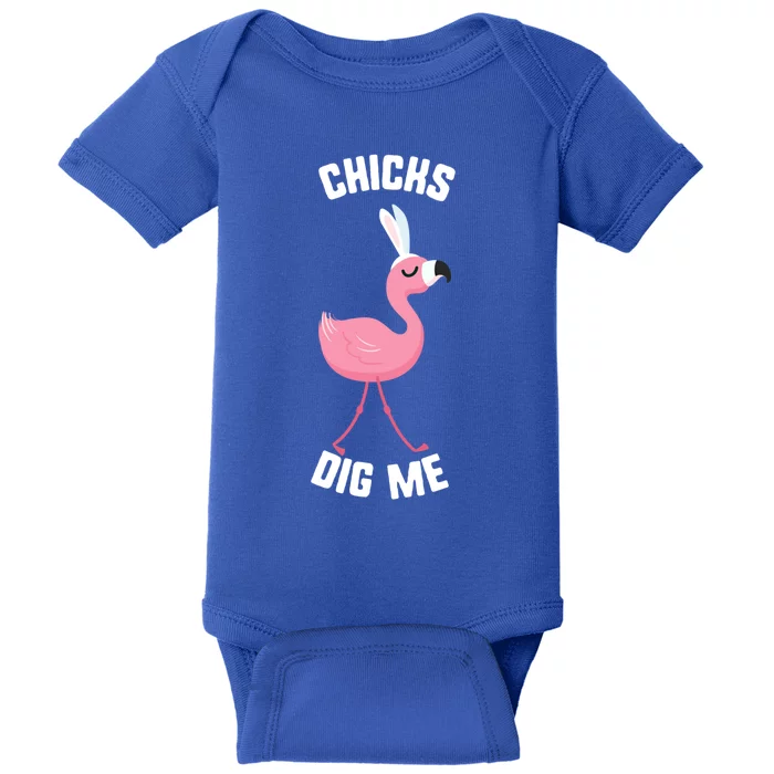 Easter Chicks Dig Me Flamingo Bunny Spring Egg Gift Baby Bodysuit