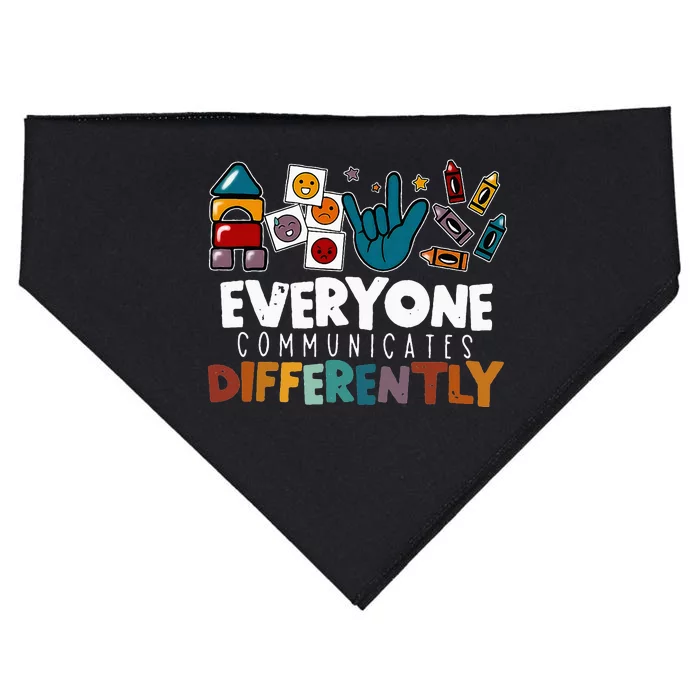 Everyone Communicate Differently Autism Awareness Day USA-Made Doggie Bandana