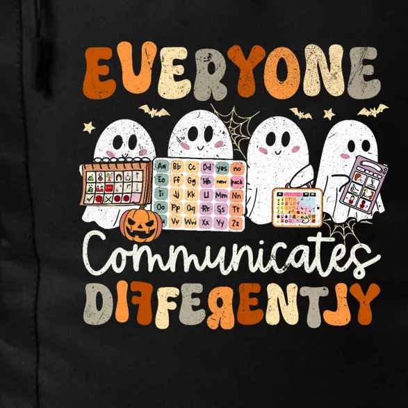 Everyone Communicates Differently Halloween Slp Sped Teacher Daily Commute Backpack