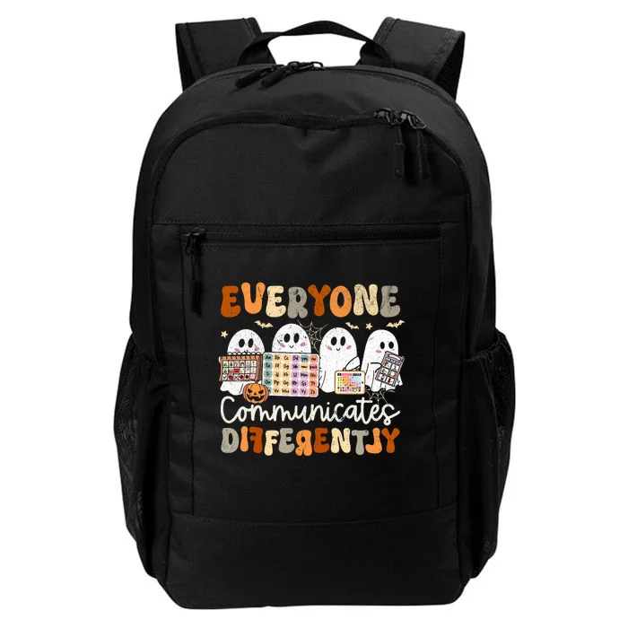 Everyone Communicates Differently Halloween Slp Sped Teacher Daily Commute Backpack