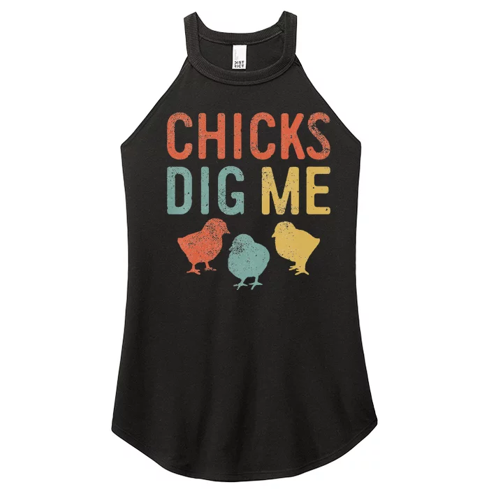 Easter Chicks Dig Me Retro Vintage Chickens Spring Gift Women’s Perfect Tri Rocker Tank