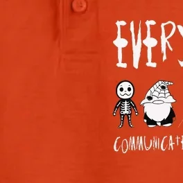 Everyone Communicates Differently Halloween Autism Teacher Dry Zone Grid Performance Polo