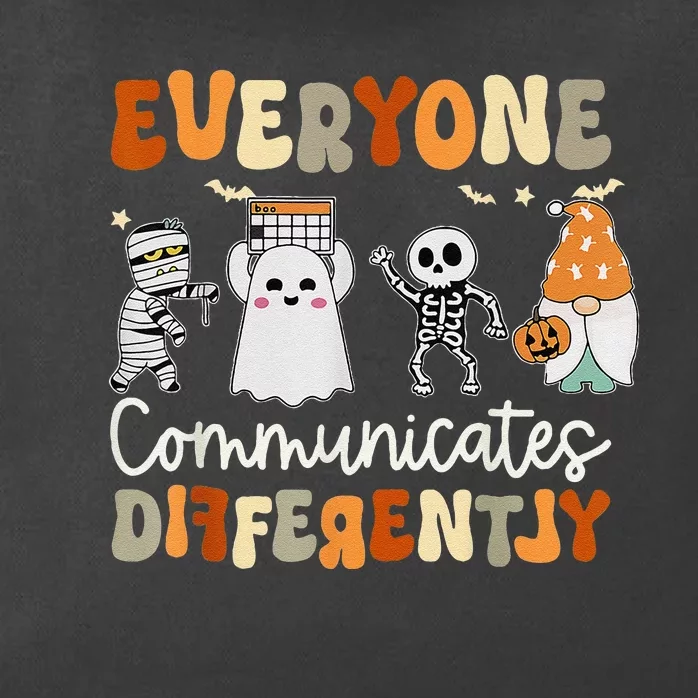 Everyone Communicates Differently Speech Therapy Halloween Zip Tote Bag