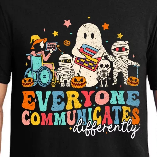 Everyone Communicates Differently Halloween Slp Sped Teacher Pajama Set