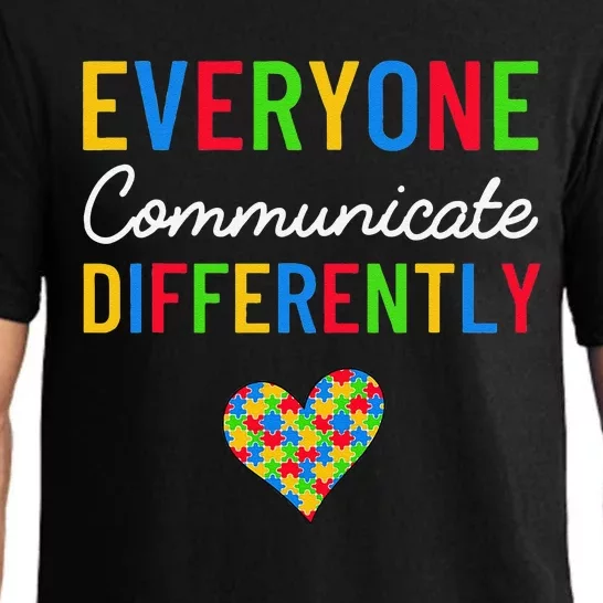 Everyone Communicate Differently Autism Awareness Teacher Pajama Set