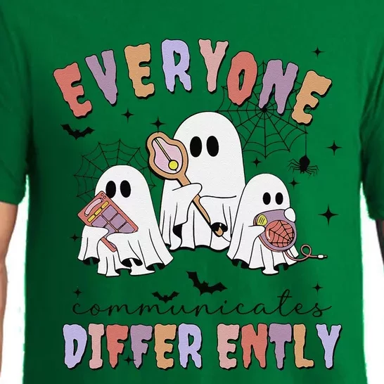 Everyone Communicates Differently Halloween Sped Teacher Pajama Set