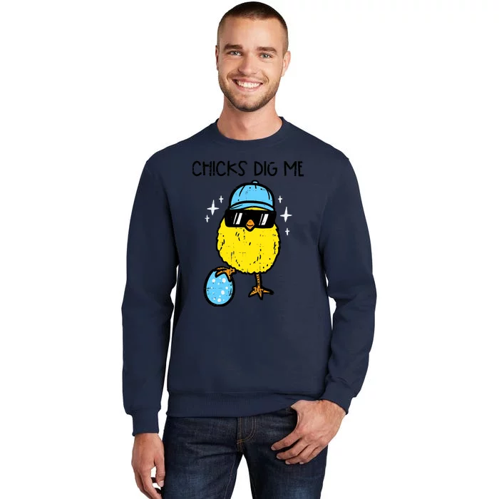 Easter Chicks Dig Me Cute Boy Teens Tall Sweatshirt