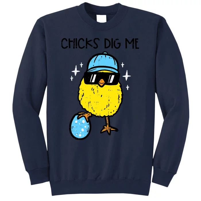 Easter Chicks Dig Me Cute Boy Teens Tall Sweatshirt