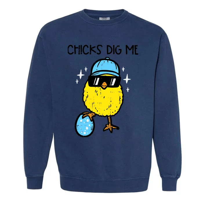 Easter Chicks Dig Me Cute Boy Teens Garment-Dyed Sweatshirt