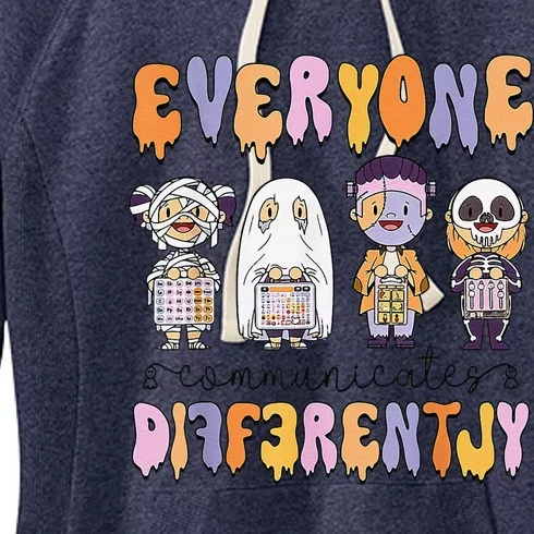 Everyone Communicate Differently Speech Therapy Halloween Women's Fleece Hoodie