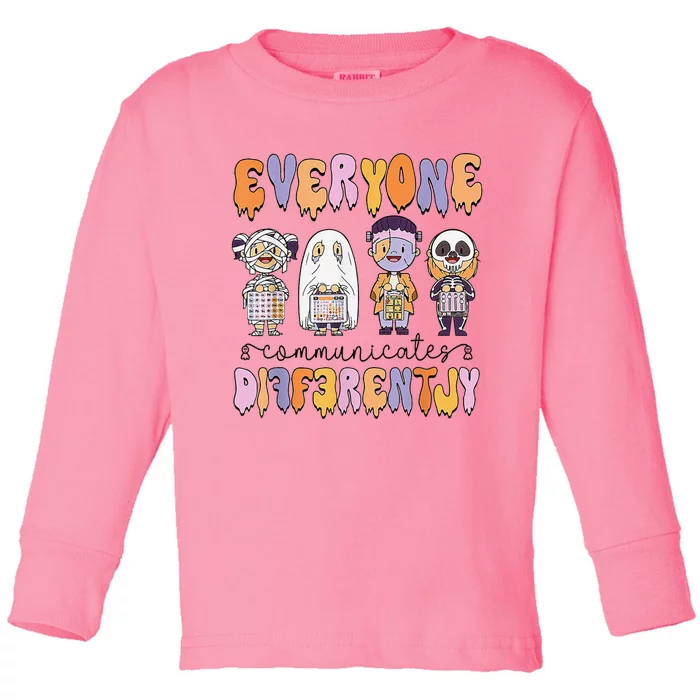 Everyone Communicate Differently Speech Therapy Halloween Toddler Long Sleeve Shirt