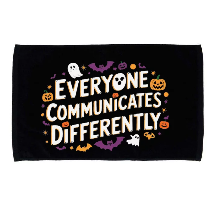 Everyone Communicates Differently Speech Therapy Halloween Microfiber Hand Towel