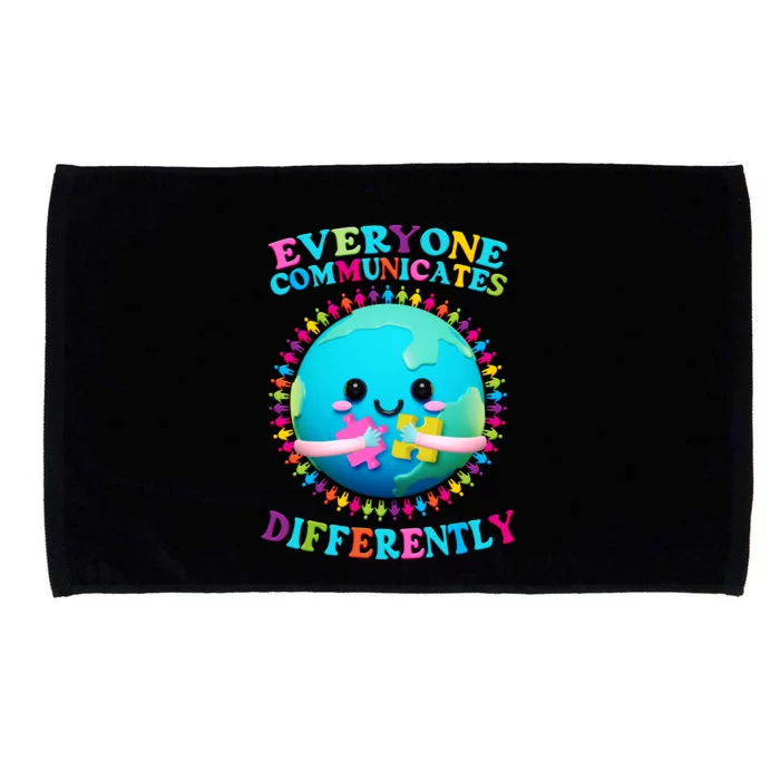 Everyone Communicated Differently Autism Awareness Acceptance Microfiber Hand Towel