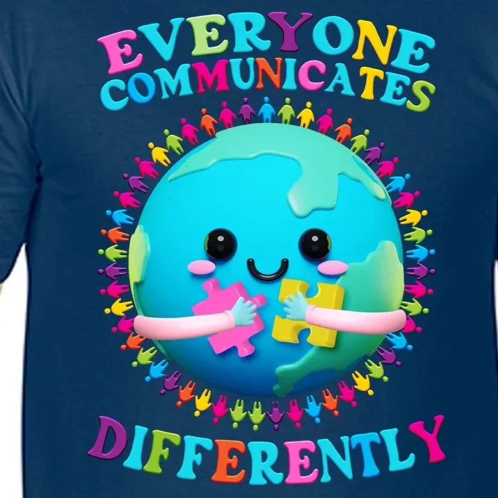 Everyone Communicated Differently Autism Awareness Acceptance Comfort Colors T-Shirt