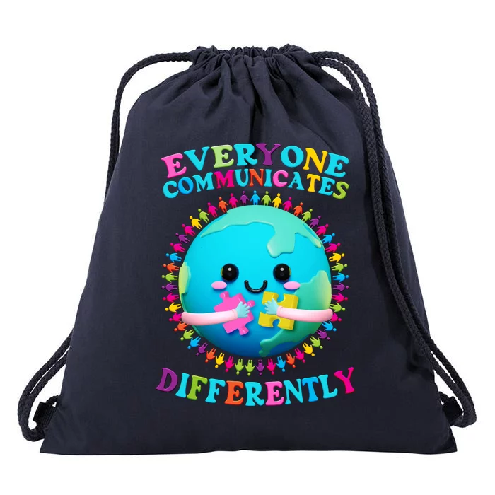 Everyone Communicated Differently Autism Awareness Acceptance Drawstring Bag