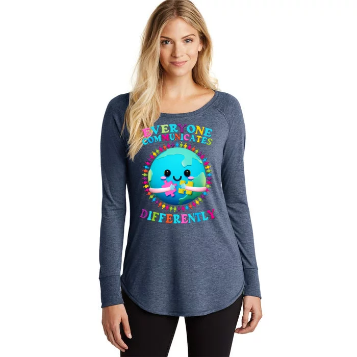 Everyone Communicated Differently Autism Awareness Acceptance Women's Perfect Tri Tunic Long Sleeve Shirt