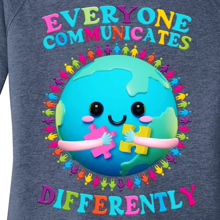 Everyone Communicated Differently Autism Awareness Acceptance Women's Perfect Tri Tunic Long Sleeve Shirt