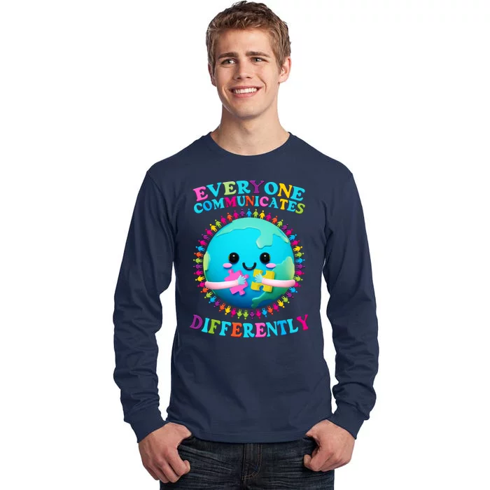 Everyone Communicated Differently Autism Awareness Acceptance Tall Long Sleeve T-Shirt