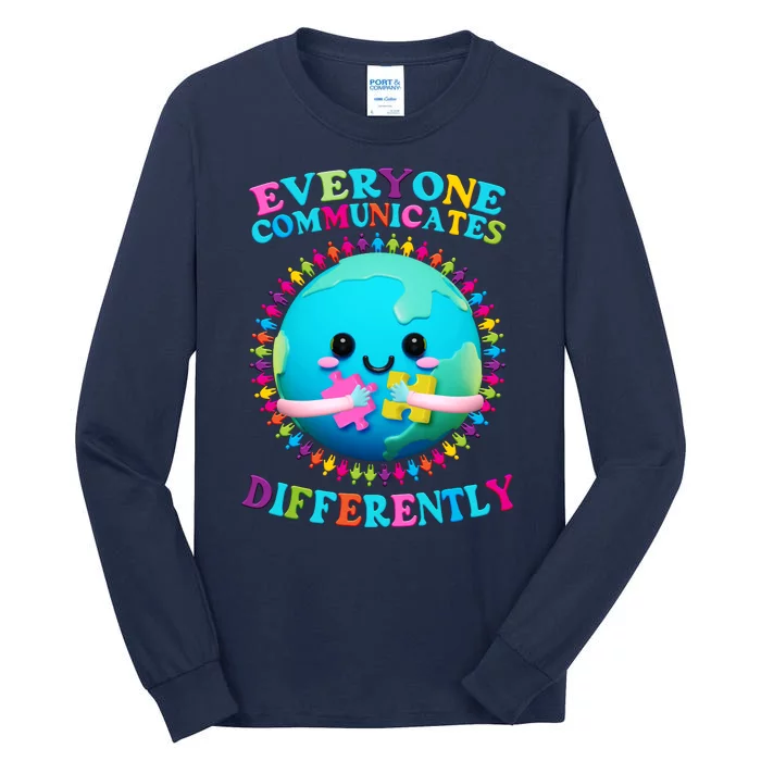 Everyone Communicated Differently Autism Awareness Acceptance Tall Long Sleeve T-Shirt