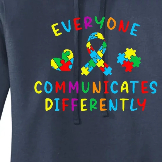 Everyone Communicates Differently Cute Autism Month Women's Pullover Hoodie