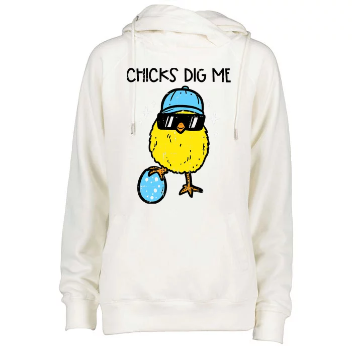 Easter Chicks Dig Me Cute Boy Teens Womens Funnel Neck Pullover Hood