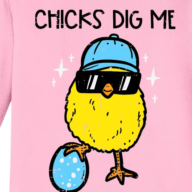 Easter Chicks Dig Me Cute Boy Teens Baby Long Sleeve Bodysuit