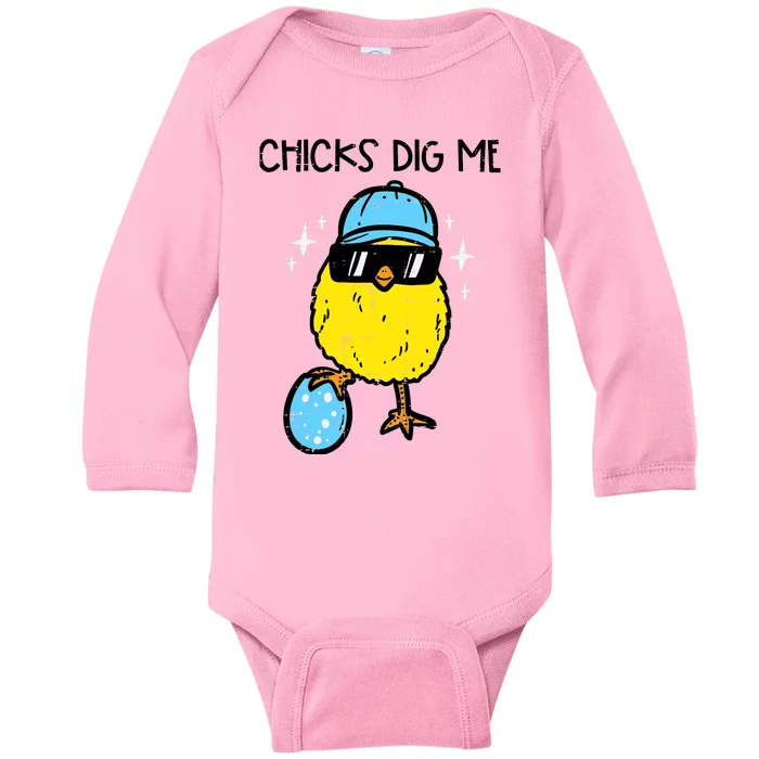 Easter Chicks Dig Me Cute Boy Teens Baby Long Sleeve Bodysuit