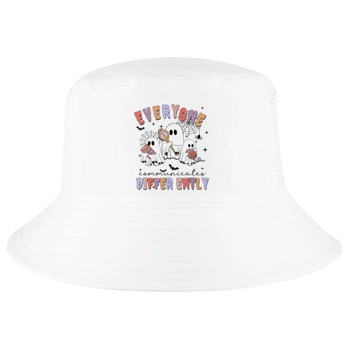 Everyone Communicate Differently Cute Ghost Halloween Autism Cool Comfort Performance Bucket Hat