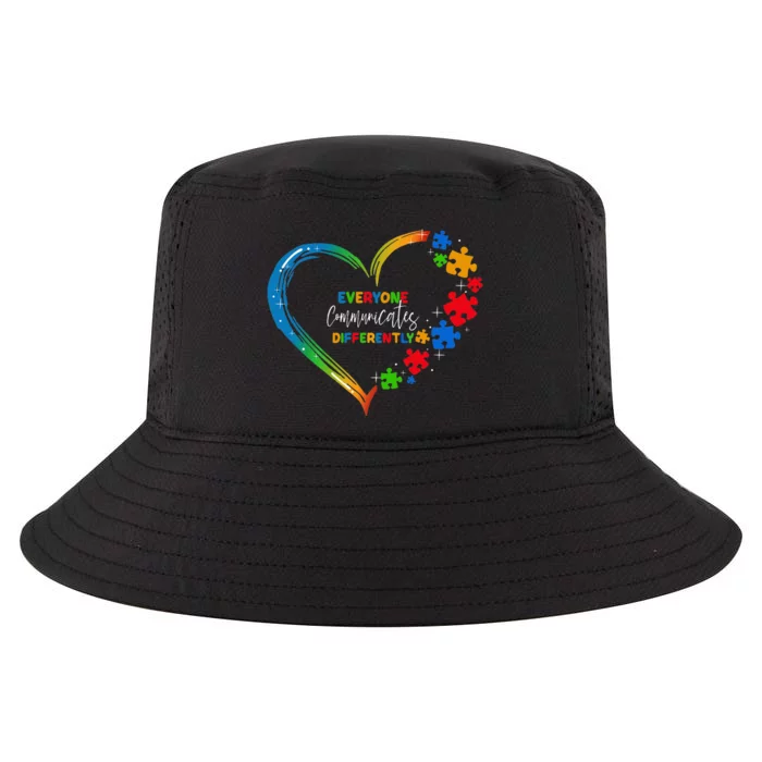 Everyone Communicates Differently Autism Support Cool Comfort Performance Bucket Hat