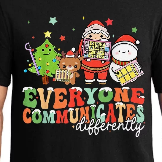 Everyone Communicates Differently Christmas Slp Therapy Pajama Set