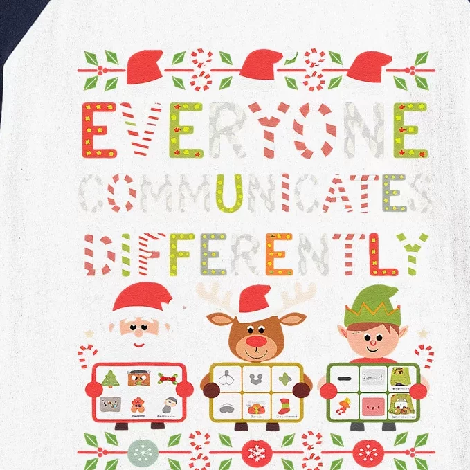 Everyone Communicate Differently Speech Therapy Christmas Baseball Sleeve Shirt