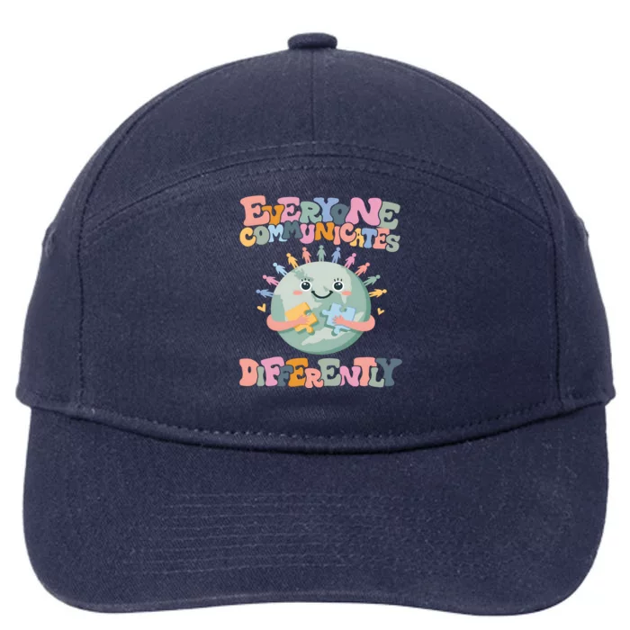 Everyone Communicates Differently Autism Awareness 7-Panel Snapback Hat