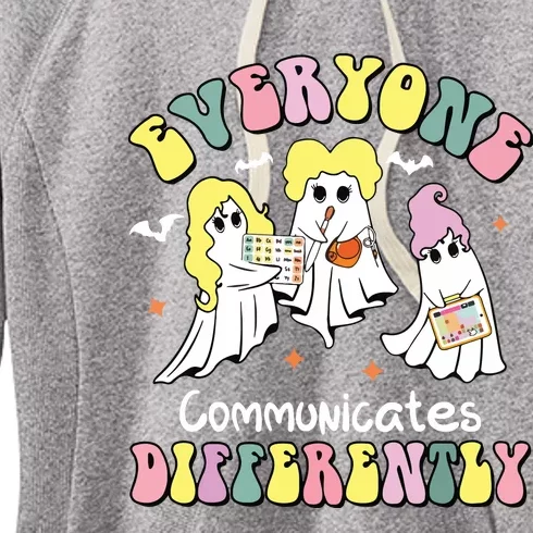 Everyone Communicates Differently Halloween Autism Teacher Women's Fleece Hoodie