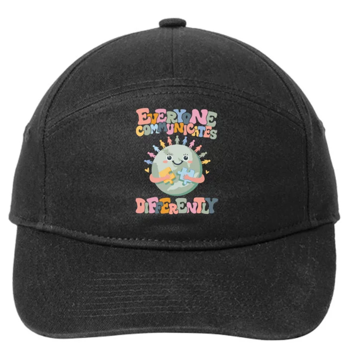 Everyone Communicates Differently Autism Awarenes 7-Panel Snapback Hat