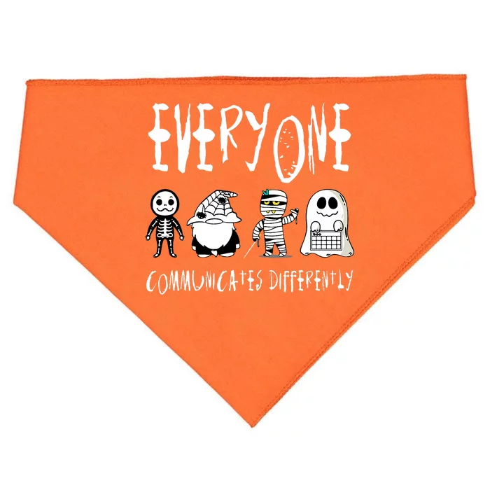 Everyone Communicates Differently Sped Teacher Halloween USA-Made Doggie Bandana