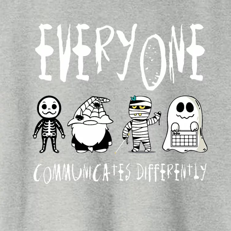 Everyone Communicates Differently Sped Teacher Halloween Women's Crop Top Tee